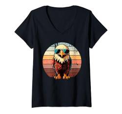 Damen Weißkopfseeadler in Sonnenbrille Herren Damen Kinder Lustiger Adler T-Shirt mit V-Ausschnitt von Nerrrdy
