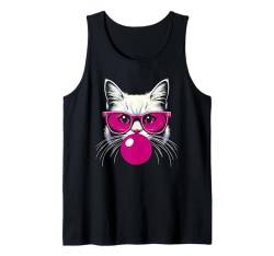 Katze in rosa Brille rosa Blase Männer Frauen Kinder lustige Katze Tank Top von Nerrrdy