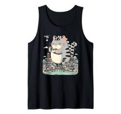 Kawaii Katze Ramen Catzilla Japanische Männer Frauen Kinder Lustige Katze Tank Top von Nerrrdy