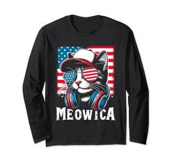 Meowica USA 'Merica Cat 4th of Juli' Funny Patriotic Langarmshirt von Nerrrdy