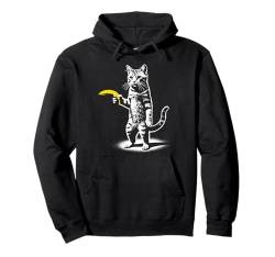 Retro Katze mit Banane Meme Männer Frauen Kinder Neuheit Lustige Katze Pullover Hoodie von Nerrrdy