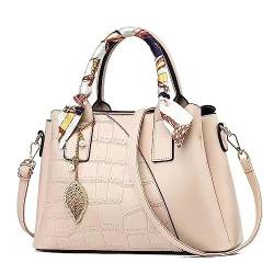 Nevenka Damen Tasche Krokodilmuster Pendeln Große Kapazität Tragbare Umhängetaschen, beige von Nevenka