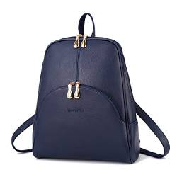 Nevenka Rucksack Damen Cityrucksack Daypack Tagesrucksack PU Leder Zweiwege Reißverschluss Elegantes Design (Blau) von Nevenka