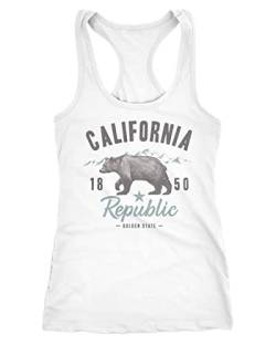 Neverless Damen Tank-Top California Sommer Summer Golden State USA Bär Bear Trägertop Racerback weiß XS von Neverless