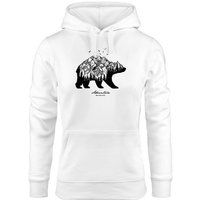 Neverless Hoodie Hoodie Damen Bär Abenteuer Berge Wald Bear Mountains Adventure Kapuzen-Pullover Neverless® von Neverless