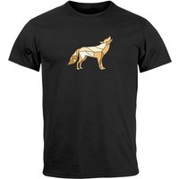 Neverless Print-Shirt Herren T-Shirt Bedruckt Polygon Grafik Wolf Outdoor Fashion Tiermotiv mit Print von Neverless