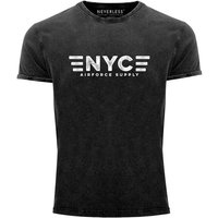 Neverless Print-Shirt Herren Vintage Shirt Aufdruck NYC New York City Airforce Supply Print Printshirt T-Shirt Used Look Slim Fit Neverless® mit Print von Neverless