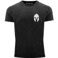 Neverless Print-Shirt Herren Vintage Shirt Logo Print Sparta-Helm Spartaner Gladiator Kriege mit Print von Neverless