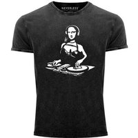 Neverless Print-Shirt Herren Vintage Shirt Mona Lisa Techno Festival DJ Electronic Music Rav mit Print von Neverless