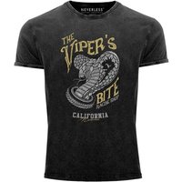 Neverless Print-Shirt Neverless® Herren T-Shirt Vintage Shirt Printshirt The Vipers Bite Racing Shop California Klapperschlange Tattoo Style Used Look Slim Fit mit Print von Neverless