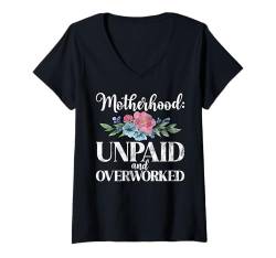 Damen Mutterschaft unbezahlt und überarbeitet New Mom T-Shirt mit V-Ausschnitt von New Mom Gifts