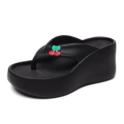 New front Damen sommer Flipflops women Haussschuhe Badelatschen Pantoffeln Badeschuhe Slipper für Wandern Strand Schwimm Urlaub Pools Wasserpark Freizeit Beach Surfen, Schwarz, 37-38 von New front