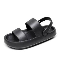 New front Damen weiche Sandalen Badelatschen Slipper Pantoffeln Women Cozislides Hausschuhe wolke Schlappen für Wandern Strand Beach Freizeit Schwimm Pools, Schwarz, 38-39 von New front