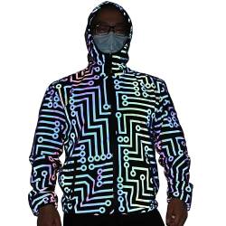 NewL Mushroom Reflektierende Jacke Regenbogen High Visibility Holographic Windbreaker Mantel, Schaltkreis, M von NewL