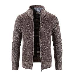 Herren Strickjacke Slim Fit Casual Elegante Stehkragen Herbst Winter Freizeitjacke Sweatjacke Männer Jacke Mantel Kapuzenjacke Cardigan mit Reißverschluß Feinstrike Strickpullover Übergangsjacke von Newanna