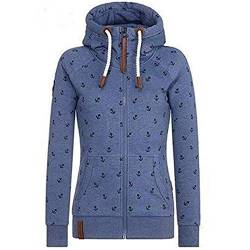 Newbestyle Jacke Damen Sweatjacke Hoodie Sweatshirt Oberteile Damen Pullover Kapuzenpullover Pulli mit Reissverschluss (Blau, XL) von Newbestyle