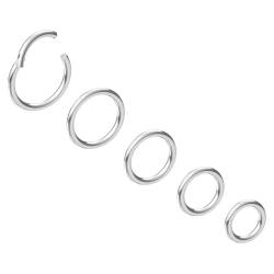 NewkeepsR Steel 5PCS-16g×6/7/8/9/10mm Tragus Helix Knorpel Lippenpiercing Ringe für Männer und Frauen, 1,2 mm Scharnier Clicker Nahtlose Nasenring Silber Sleeper Ohrringe von NewkeepsR