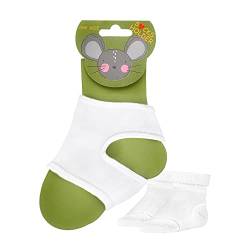NewwerX 2 Paar Baby Sockenhalter – Baby-Söckchen Halter - Anti-Rutsch für Babysocken – Ausziehstopp für Krabbelsocken - One-Size 6-24 Monate (Weiß) von NewwerX