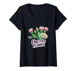 Damen Lustiges Kakteen-Blumen-Kostüm für Wüstenpflanzen-Liebhaber T-Shirt mit V-Ausschnitt von Nice Cactus Flower Outfit