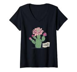 Damen Schöne Kaktus-Wüstenpflanze für Erwachsene und Kinder T-Shirt mit V-Ausschnitt von Nice Cactus Flower Outfit