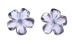 NicoWerk Silber Ohrstecker Blumen Weiss Damen 925 Ohrringe Stecker Ohrschmuck Geschenk 228 von NicoWerk