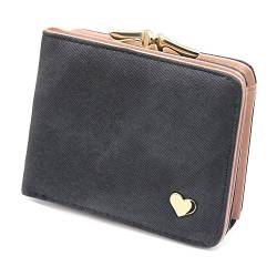 Damen Kleine Herz Dekoration Geldbörse Portemonnaie kurzer Kleine Geldbeutel Große Kapazität Wallets (Schwarz) von Nicole Knupfer