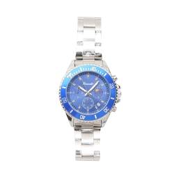 Nicoone Herren-Leucht-Quarz-Uhr 3ATM Wasserdicht Mondphase Chronograph Armbanduhr(Silber + Blau) von Nicoone