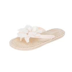 Nidddiv Schlafzimmer Hausschuhe Frauen Memory Foam Hausschuhe Mode Hausschuhe Blumen Sommer Strand Flache Sandalen Schuhe Damen und Damen Slipper Flip Flop Hausschuhe Memory Foam für Frauen, weiß, 38 von Nidddiv