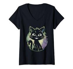 Damen Cartoon Katze Urban Stylisch Katzen T-Shirt mit V-Ausschnitt von Niedlche Katzen Designs by xim