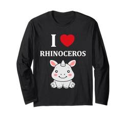 Lustiges Nashorn süßes einfaches i love Rhinoceros Langarmshirt von Niedliches Tier Nashorn Lustiges Nashorn