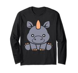 Lustiges Nashorn süßes einfaches kleines Nashorn Langarmshirt von Niedliches Tier Nashorn Lustiges Nashorn