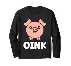 Humor Schweine minimalistisches süßes Oink lustiges Schwein Langarmshirt von Niedliches Tierschwein , lustiges Schwein