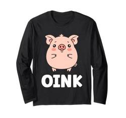 Humor Schweine minimalistisches süßes Oink lustiges Schwein Langarmshirt von Niedliches Tierschwein , lustiges Schwein