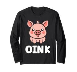 Humor Schweine minimalistisches süßes Oink lustiges Schwein Langarmshirt von Niedliches Tierschwein , lustiges Schwein