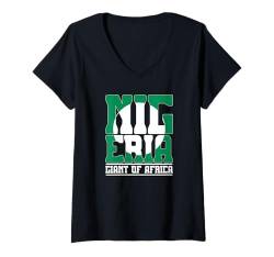 Damen Nigeria Giant of Africa liebt Nigeria mit nigerianischer Flagge T-Shirt mit V-Ausschnitt von Nigeria Teez