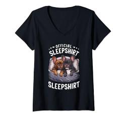 Damen Offizielles Schlafshirt für Liebhaber, französische Bulldogge, niedlicher Hund T-Shirt mit V-Ausschnitt von Nightgown Pajama Animals Boys Girls Men Women Tees