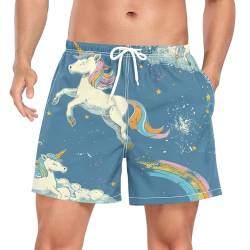 Cartoon Baby Pferd Einhorn Herren Badeshorts Badehose mit Mesh-Futter Boardshorts für Männer Surf Schwimmhose Sporthose von Niigeu