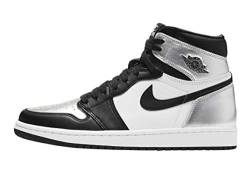 NIKE Air Jordan 1 Mid Damen Basketballschuhe, 41.5 EU, Schwarz Metallic Silber Weiß Bl, 43 EU von Jordan