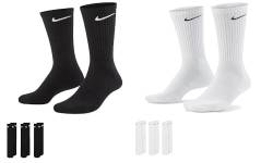 Nike 6 Paar Herren Damen Socken SX4508 weiß oder schwarz oder weiß grau schwarz, Sockengröße:42-46, Farbe:weiß schwarz von Nike