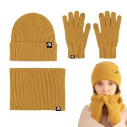 Mütze-Schal-Handschuh-Set,mütze schal set,schal und mütze set winter,Stricken Sie einen warmen Beanie-Mützen-Schal,Strickmütze für kaltes Wetter, weiche Fleece-Thermo-Winterschal-Handschuhe zum Skaten von Niktule