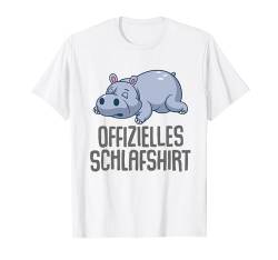 Offizielles Schlafshirt Pyjama Hippo Nilpferd Fun Geschenk T-Shirt von Nilpferd Hippo Geschenkidee Langschläfer Faulenzer