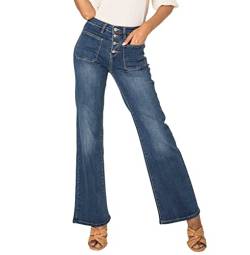 Nina Carter P139 Damen Jeanshosen Flared Bootcut High Waist Jeans (Dunkelblau (P139N), S) von Nina Carter