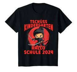 Kinder Tschüss Kindergarten Hallo Schule 2024 Ninja Einschulung T-Shirt von Ninja Einschulung Mädchen Ninjas Outfits
