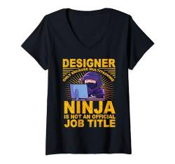 Damen Ninja Krieger Japan lustiger Spruch T-Shirt mit V-Ausschnitt von Ninja Japan Design Ideen