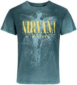 Nirvana In Utero Dye Männer T-Shirt türkis M 100% Baumwolle Band-Merch, Bands von Nirvana