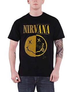 Nirvana Spliced Smiley Männer T-Shirt schwarz L 100% Baumwolle Band-Merch, Bands, Nachhaltigkeit von Nirvana