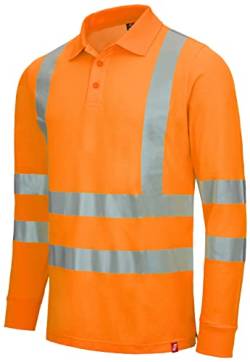 Nitras Motion Tex Viz 7014 Polohemd - Langarm-Hemd für die Arbeit - 55% Baumwolle - Neonorange - XL von Nitras