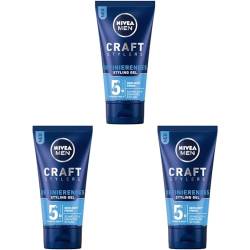 Nivea Men Craft Stylers Definierendes Styling Gel, Haargel mit Semi-matt Finish, schnelles und einfaches Haarstyling mit starkem Halt, 1er-Pack (1 x 150 ml) (Packung mit 3) von Nivea Men