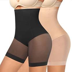 Niwicee Bauchweg Unterhose Damen Miederhose Hohe Taille Nahtlos Formend Bauch Weg Bauchkontrolle Unterwaesche,Hip Lifting Body Shaper Unterwäsche-Schwarz+Beige-XXL von Niwicee