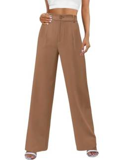 Niwicee Hose Damen Sommer Leicht Und Elegant, Elastischer Bund, Business-Arbeitshose Hohe Taille Sommer Hose Mit Taschen Kausale-Khaki-M von Niwicee